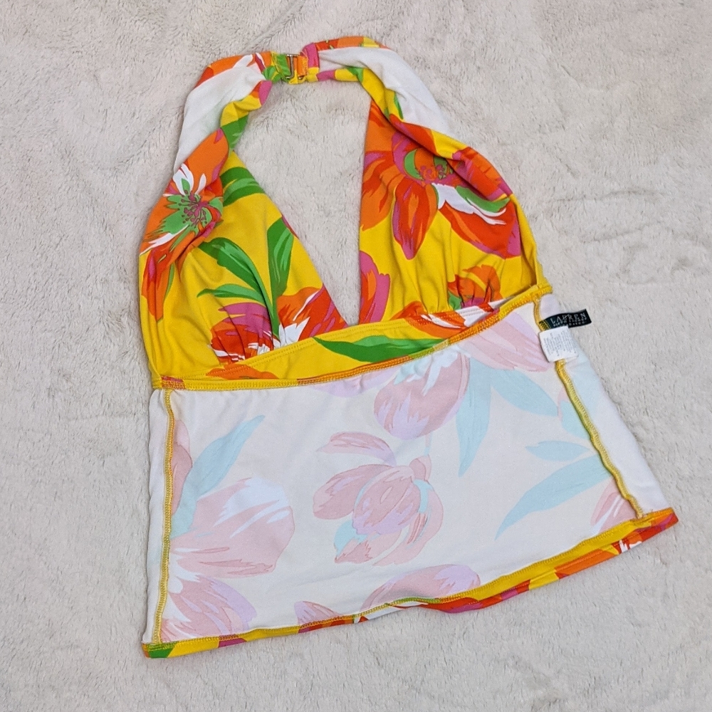 LRL Halter Tankini Top Yellow Tropical - Picture 5 of 11